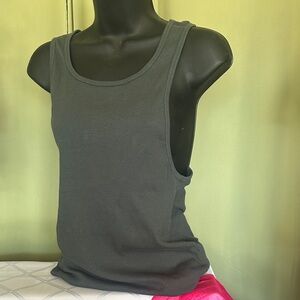 Gymshark Charcoal Ribbed Tank Top - Scoop Neck